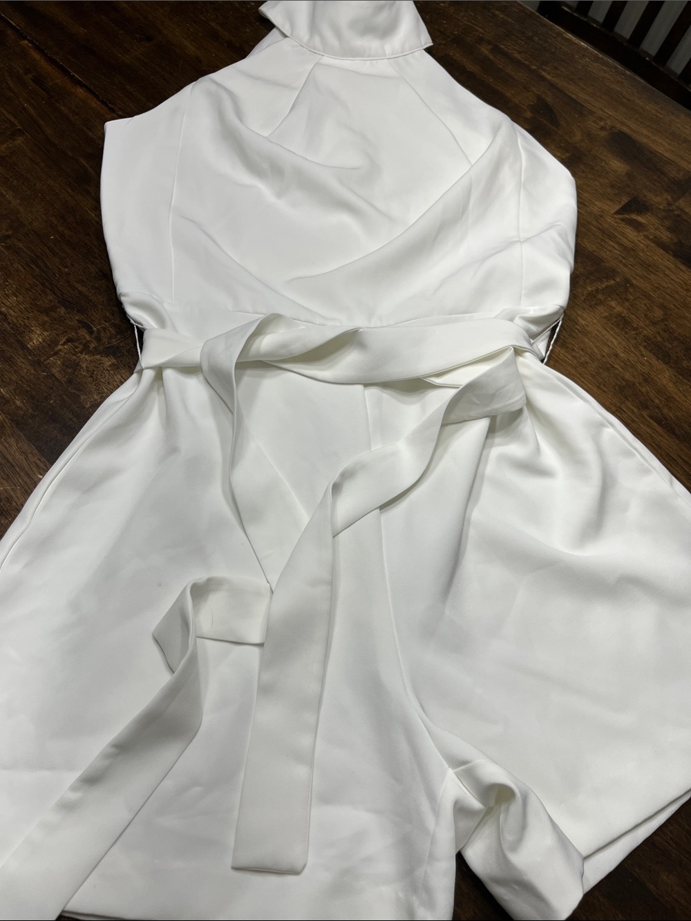 New York & Company Elegant White Halter Neck Dress with Waist Tie size small